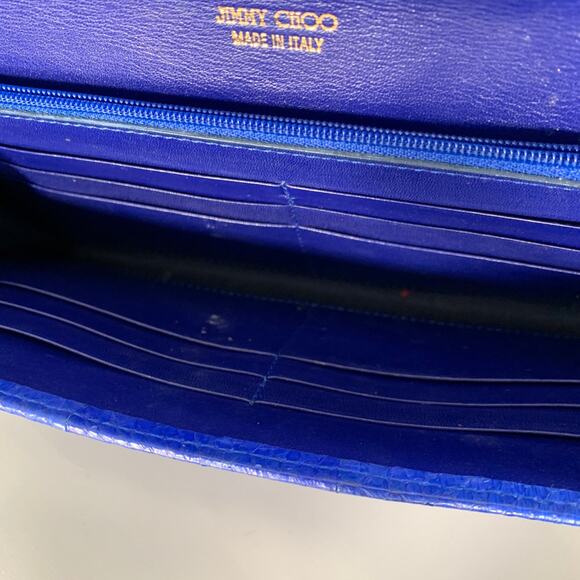 JIMMY CHOO Blue Silver Snake Skin Leather Clutch Handbag - Picture 5 of 6